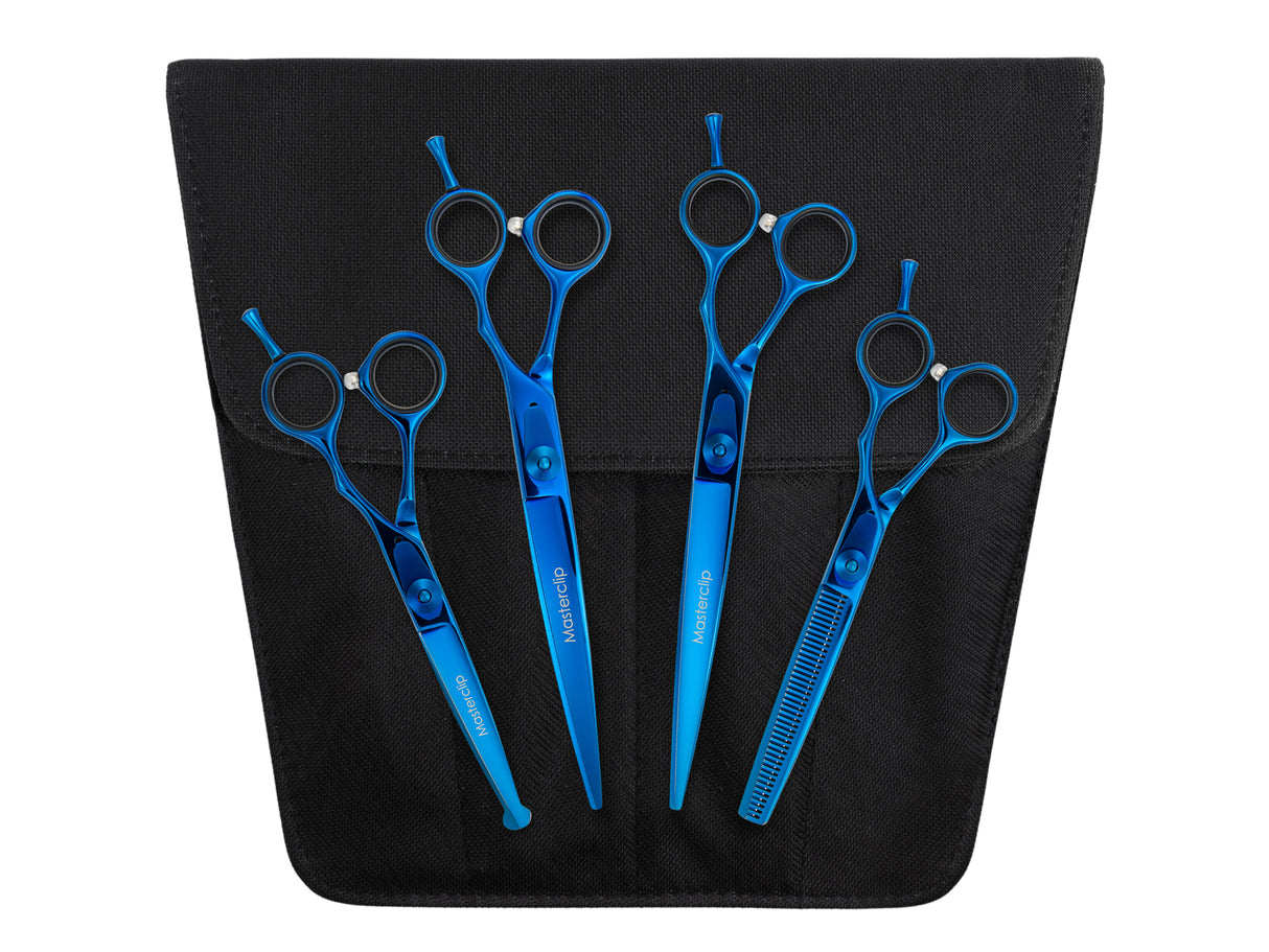 TOPAZ - Set of 4 Dog Grooming Scissors | Right Handed with FREE storage wallet