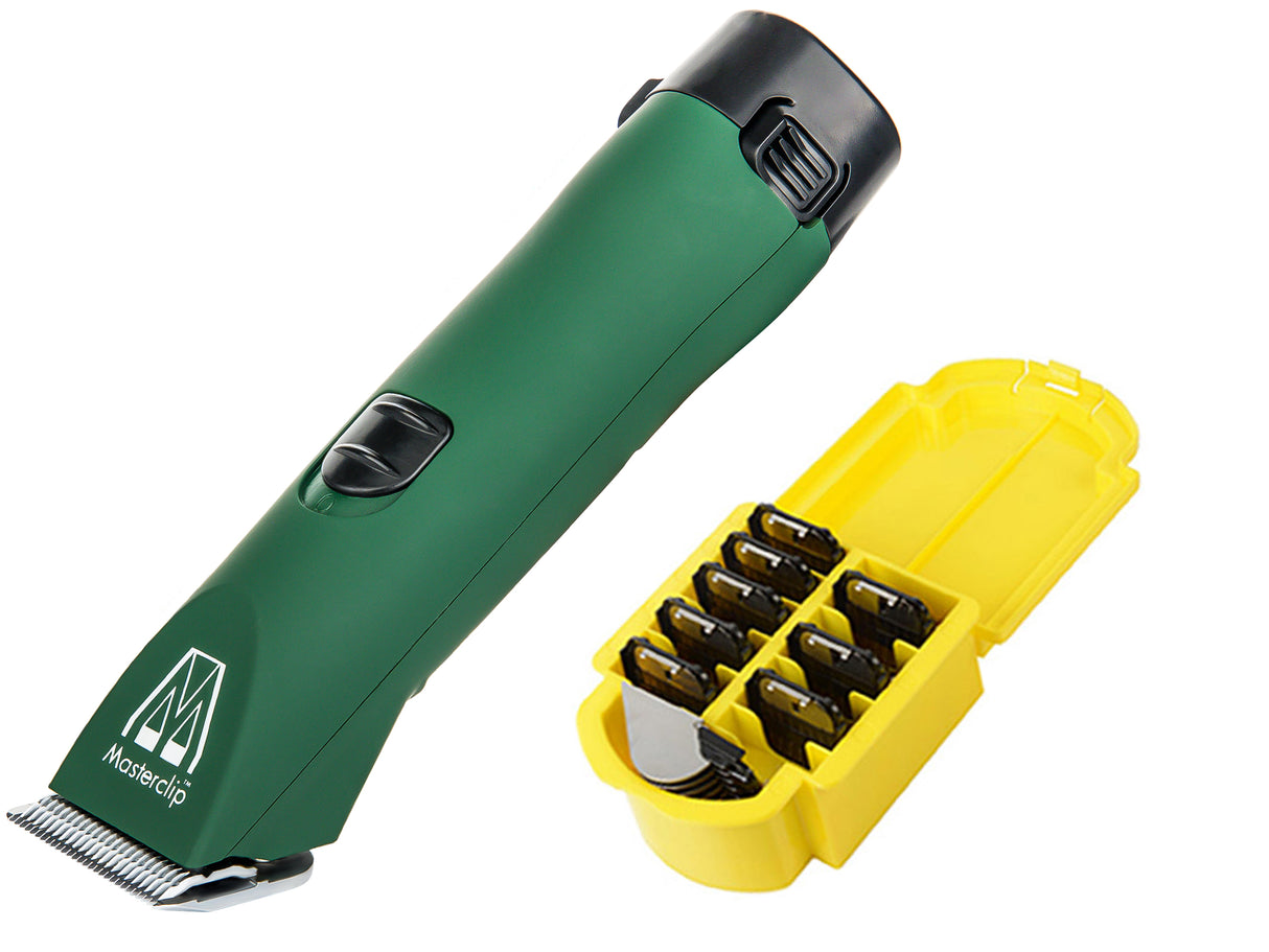 Ultimate Dog Clippers Set | Cordless MD Roamer with 9 Pack of Metal Comb Guides & 1 x 10 Blade