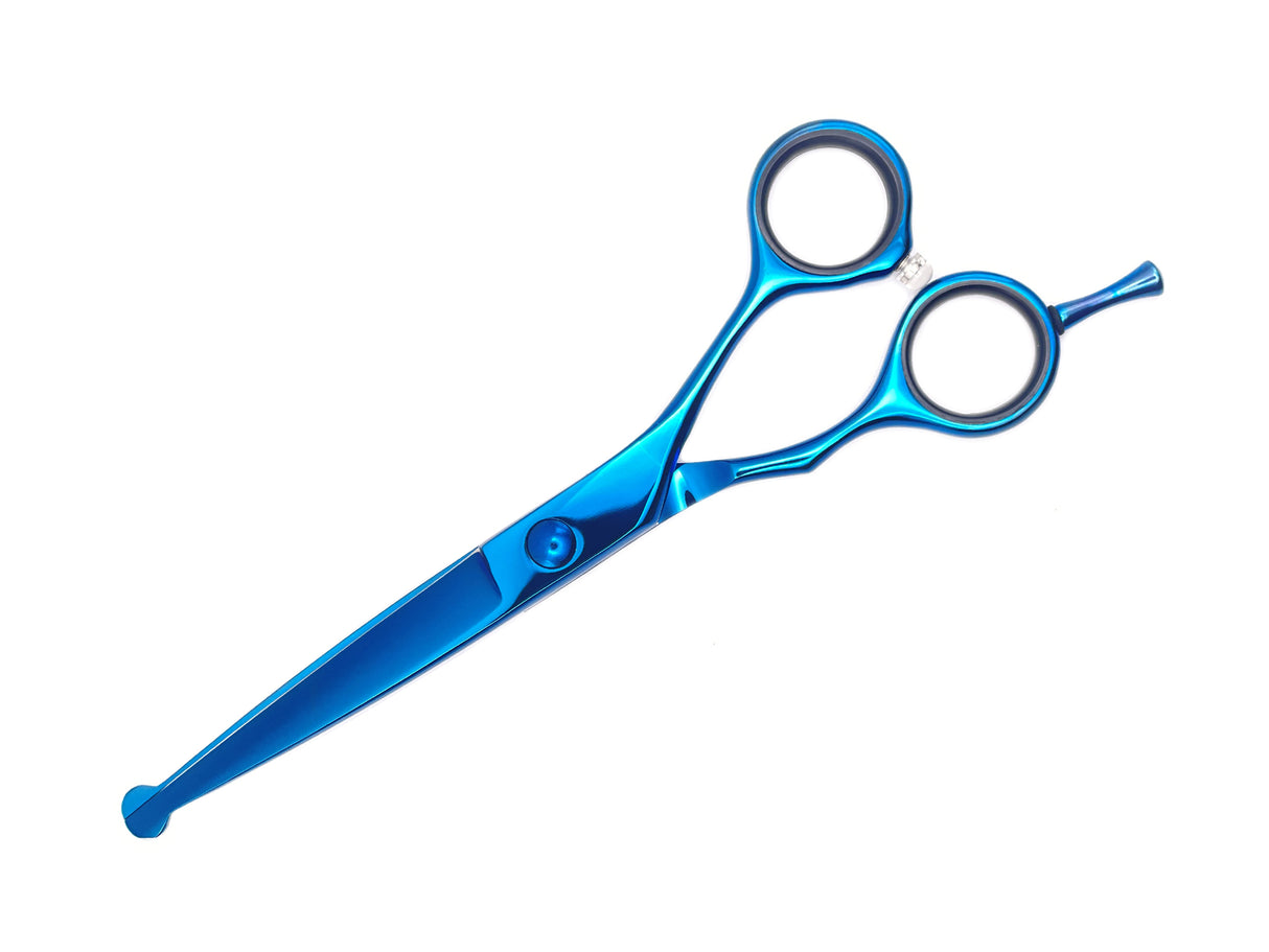 TOPAZ - 6” Premium Bull Nose High Gloss Blue Dog Grooming Scissors Shears | Right Handed