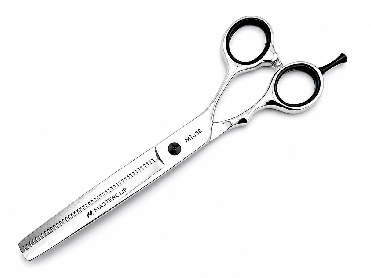 ESSENTIALS - 6.5" Square Edged Safety Thinning Scissors | Right Handed BLACK