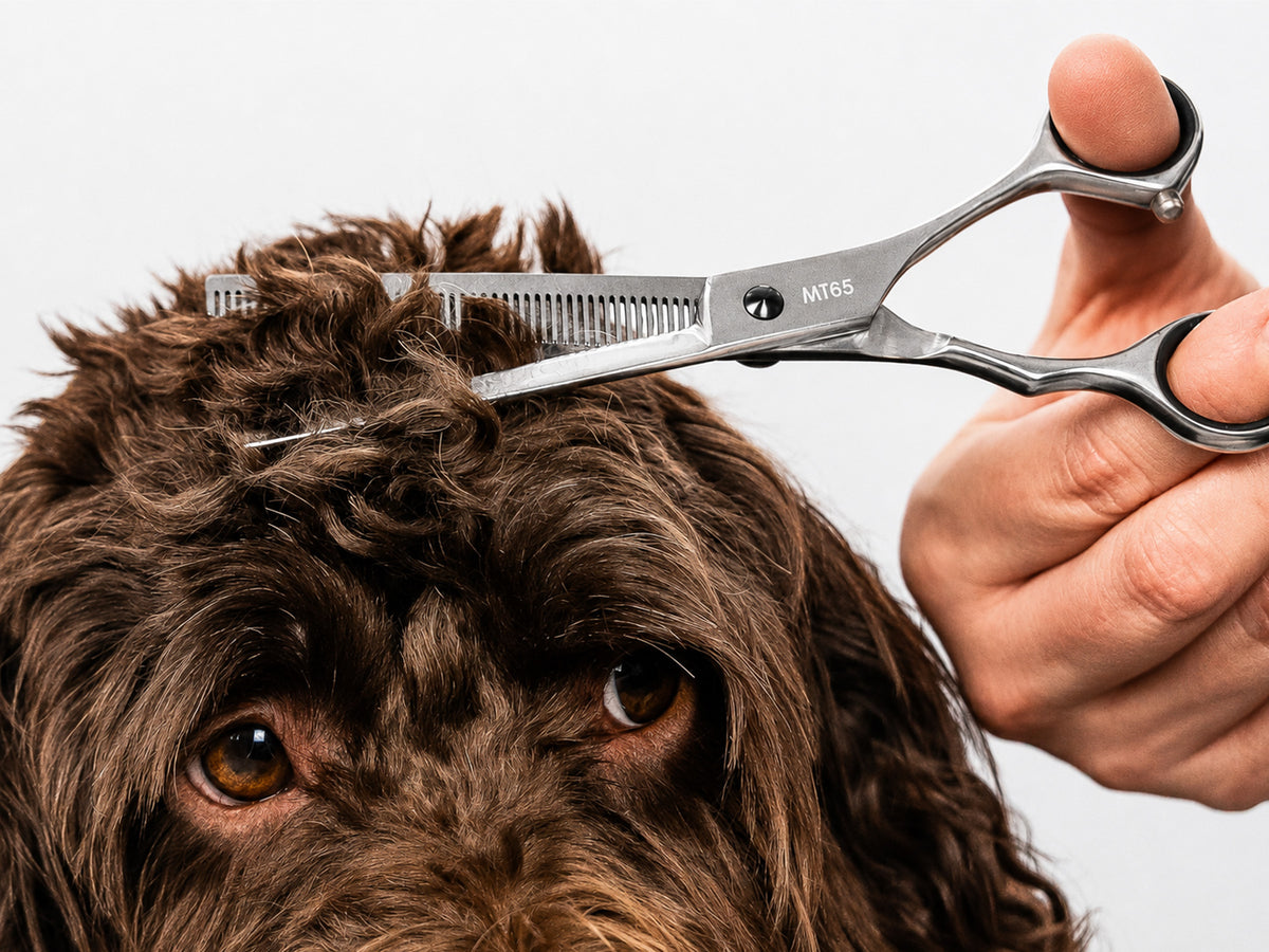 Cockapoo ESSENTIAL Double Scissor Pack - Safety Bull Nose & Thinning Scissor Combo - BLACK