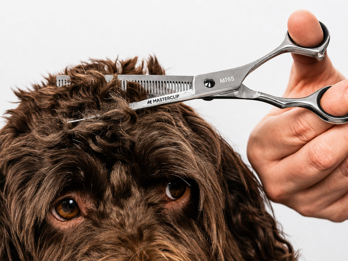 ESSENTIALS - Set of 4 Dog Grooming Scissors | Right Handed BLACK with FREE storage wallet