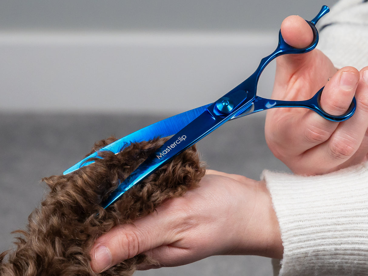 TOPAZ - 7.5” Premium High Gloss Curved Dog Grooming Scissors / Shears | Right Handed