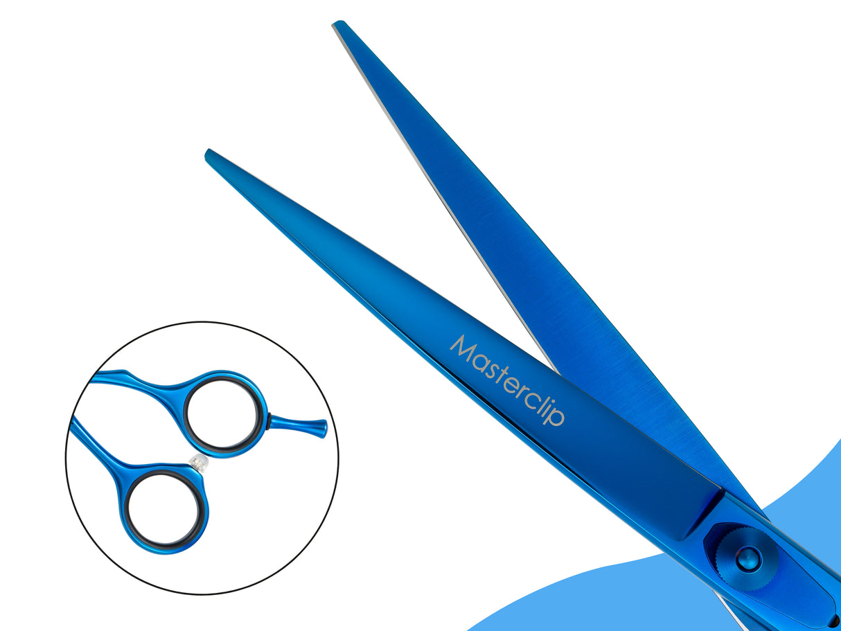 TOPAZ - 7.5” Premium High Gloss Blue Finishing Dog Grooming Scissors Shears | Right Handed