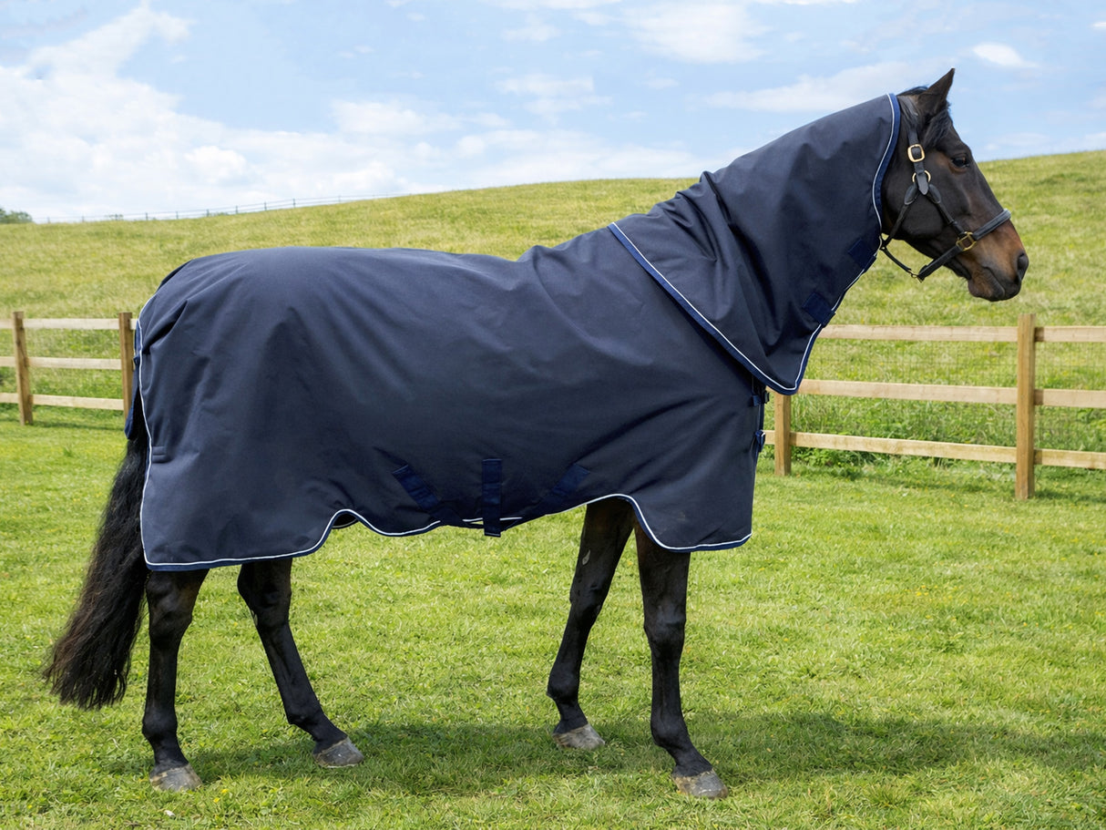 EX DEMO Masterclip 100G Turnout Rug in Classic Navy (6ft 9) with Detachable Neck Cover