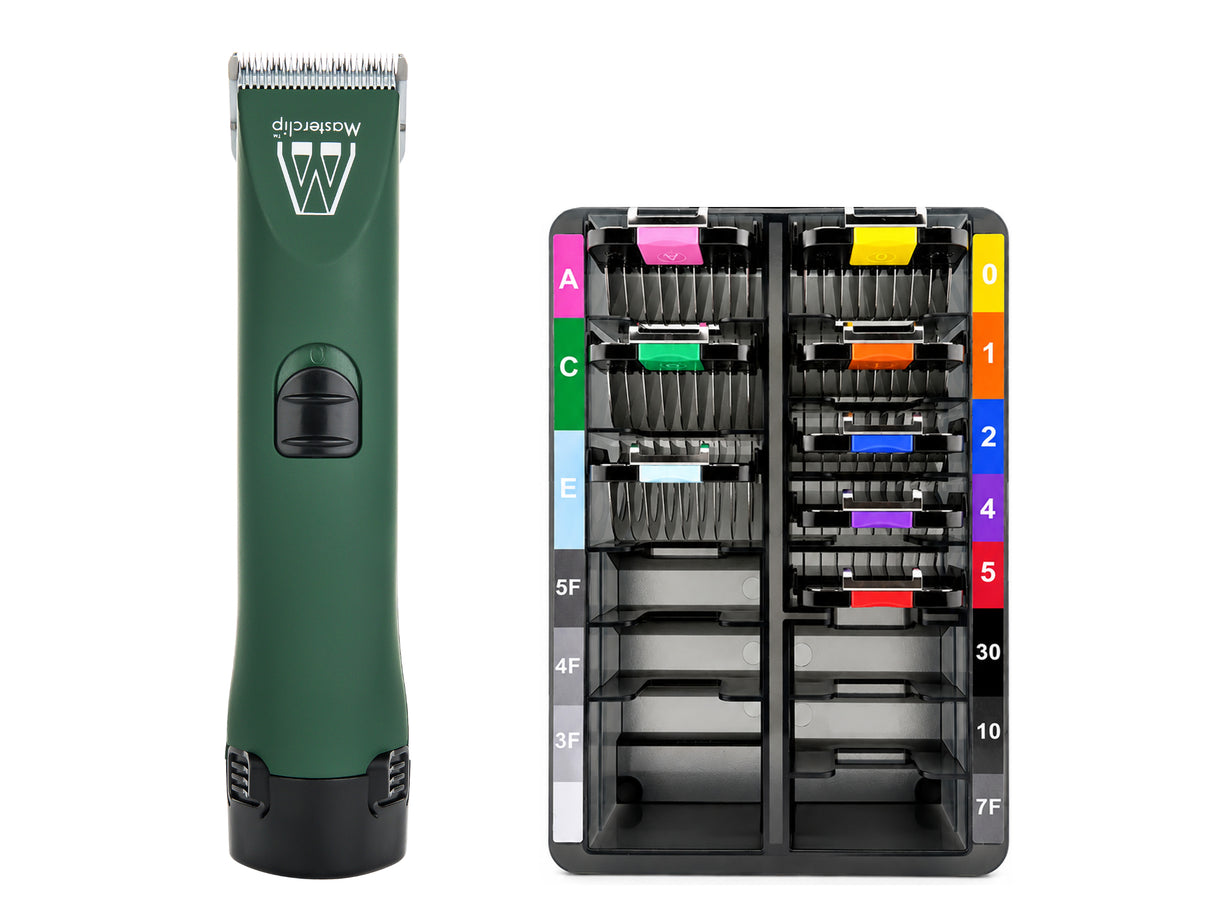 Ultimate Dog Clippers Set | Cordless MD Roamer with 8 Pack of Metal Comb Guides & 1 x 10 Blade