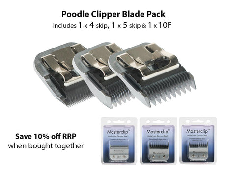 Triple Clipper Blade Pack for Poodles (10F, 4#, 5#) - Masterclip
