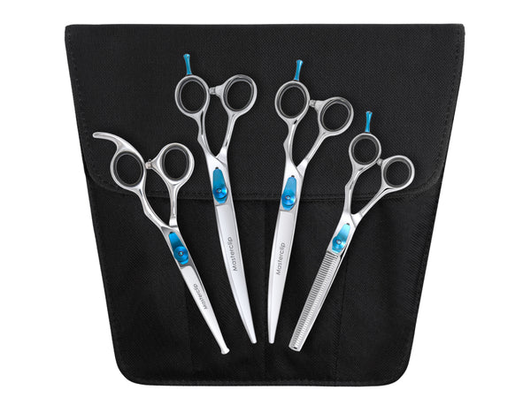 ESSENTIALS - Set of 4 Dog Grooming Scissors | Right Handed with FREE storage wallet