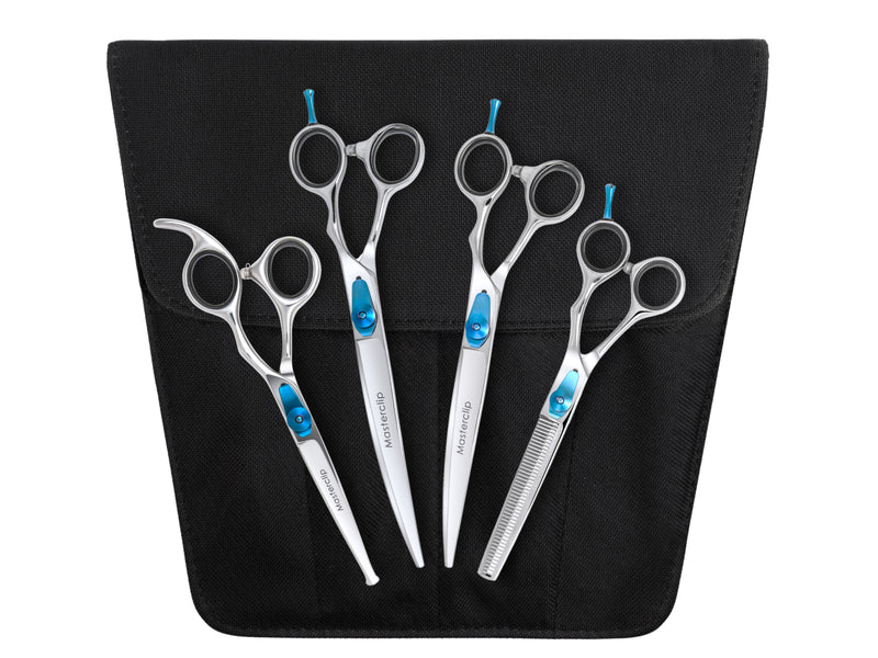 ESSENTIALS - Set of 4 Dog Grooming Scissors | Right Handed with FREE storage wallet