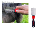 Double Sided Metal Grooming Comb with Rubber Handle