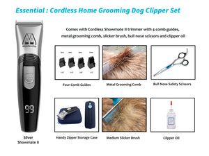 Essential | Silver Cordless Home Grooming Dog Clipper Set