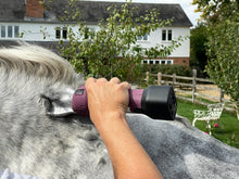 Load image into Gallery viewer, Clipping a horses main with the Cordless Roamer horse clippers