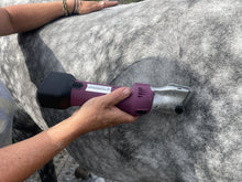 Load image into Gallery viewer, Clipping around the shoulders of a horse with the HD Roamer horse clippers