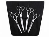 ESSENTIALS - Set of 4 Dog Grooming Scissors | Right Handed BLACK with FREE storage wallet