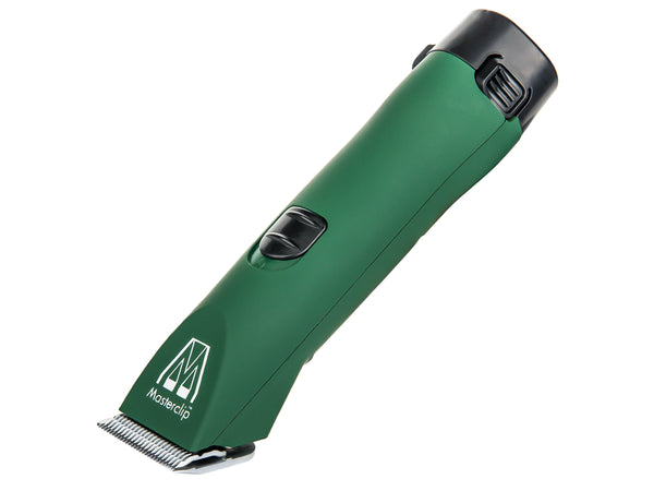 Masterclip M D Roamer cordless clipper with a number 10 blade attached - hero shot