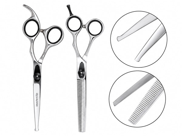 Cockapoo ESSENTIAL Double Scissor Pack - Safety Bull Nose & Thinning Scissor Combo - BLACK
