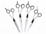 ESSENTIALS - Set of 4 Dog Grooming Scissors | Right Handed BLACK with FREE storage wallet