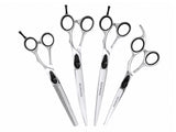 ESSENTIALS - Set of 4 Dog Grooming Scissors | Right Handed BLACK with FREE storage wallet