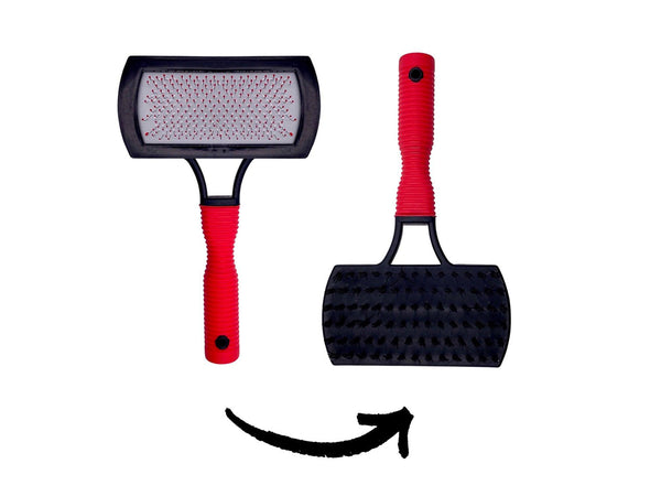 Double Sided Rectangular Head Long Pin & Bristle Slicker Brush