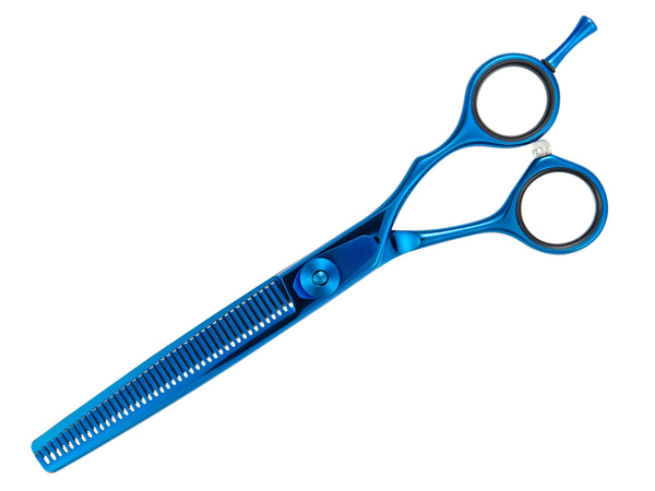 TOPAZ - 6.5” Premium High Gloss Blue Thinning Dog Grooming Scissors Shears | Right Handed