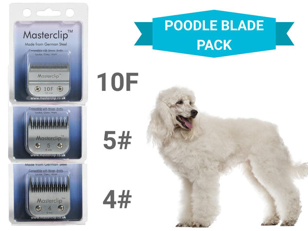 Triple Clipper Blade Pack for Poodles (10F, 4#, 5#) - Masterclip