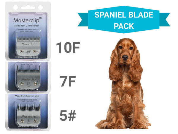 Triple Clipper Blade Pack for Spaniel (10F, 7F, 5#) - Masterclip